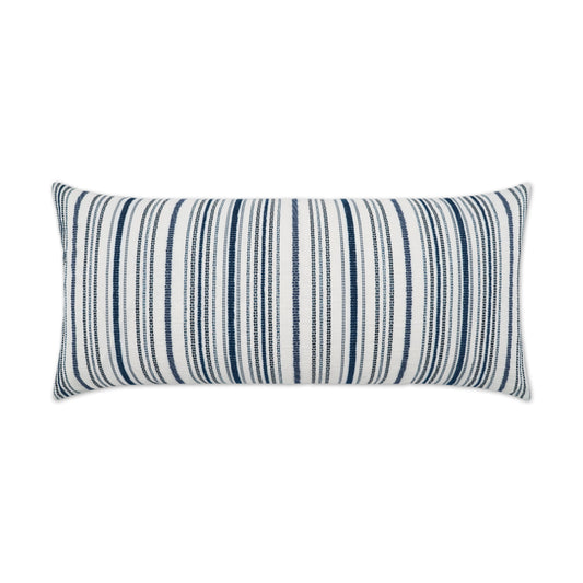 D.V. KAP HOME   12" x 24" Outdoor Accola Lumbar Pillow - Indigo Stripes, Farmhouse, Beach    - OD-504-I-1224