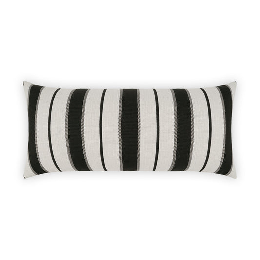 D.V. KAP HOME   12" x 24" Outdoor Paruani Lumbar Pillow - Ebony Stripes, Beach    - OD-517-E-1224
