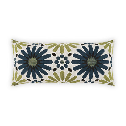 D.V. KAP HOME   12" x 24" Outdoor Pasha Lumbar Pillow - Blue Floral     - OD-519-B-1224