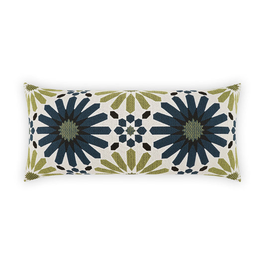 D.V. KAP HOME   12" x 24" Outdoor Pasha Lumbar Pillow - Blue Floral     - OD-519-B-1224