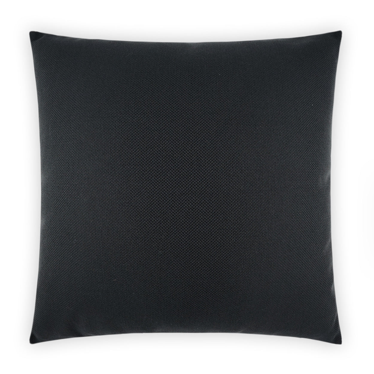 Charcoal black square throw pillow with textured woven fabric, versatile modern decor for sofa or bed.