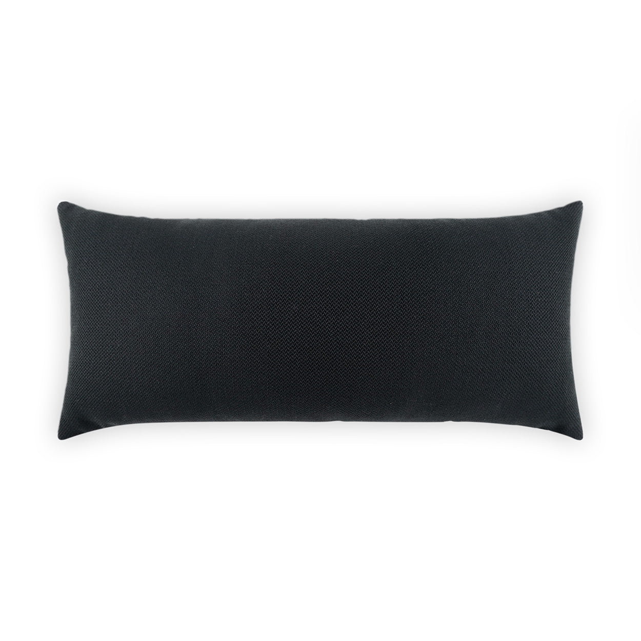 Dark charcoal rectangular decorative pillow with textured fabric, ideal lumbar cushion for sofa.