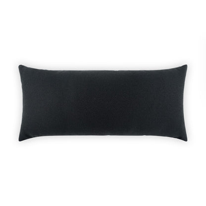 Dark charcoal rectangular decorative pillow with textured fabric, ideal lumbar cushion for sofa.