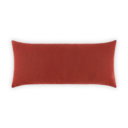 Red rectangular lumbar pillow with textured weave, soft durable fabric, ideal for sofa or bed.