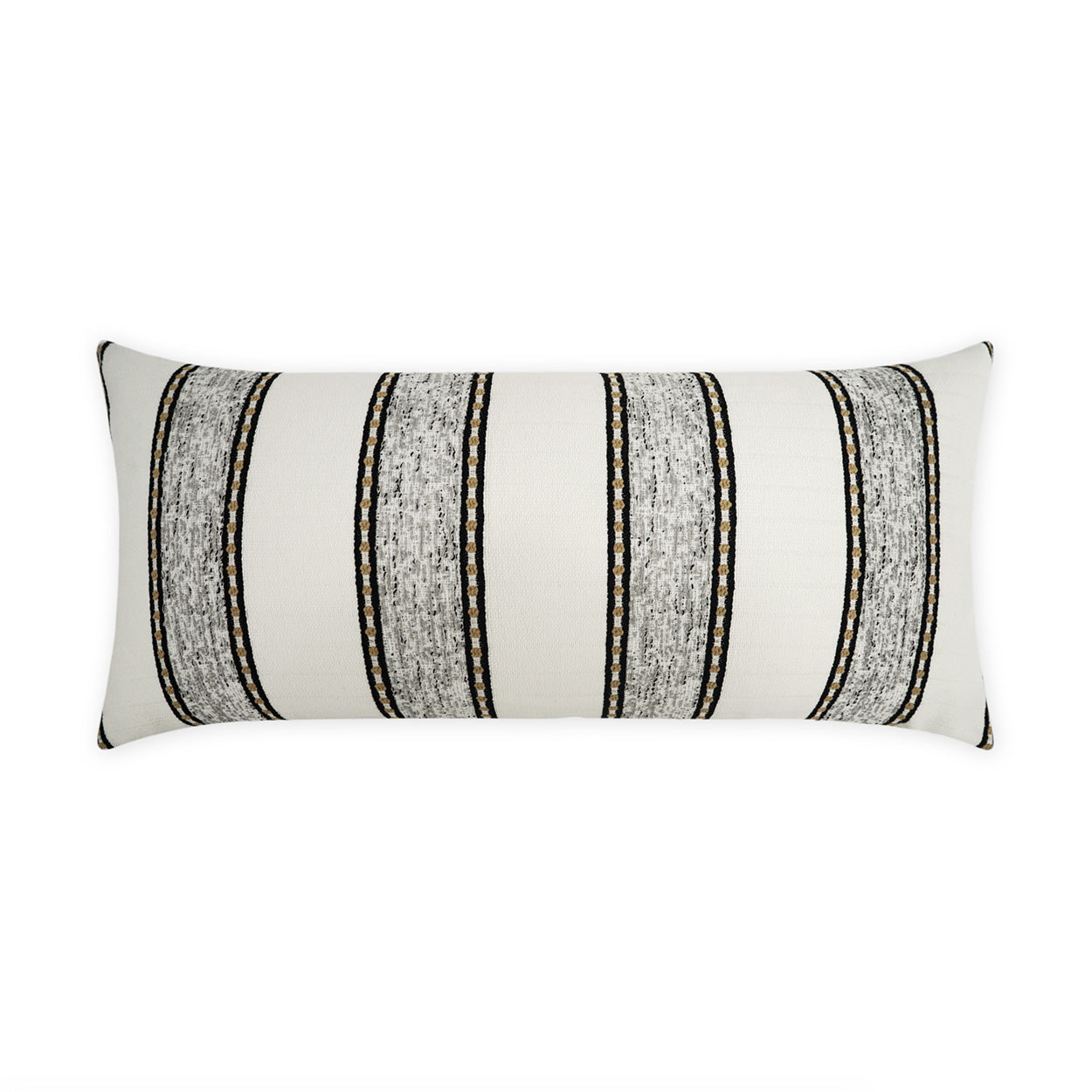 D.V. KAP HOME   12" x 24" Outdoor Gilner Lumbar Pillow - Stone Stripes, Farmhouse, Beach    - OD-532-S-1224