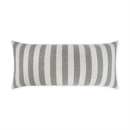 D.V. KAP HOME   12" x 24" Outdoor Seaport Lumbar Pillow - Grey Stripes, Farmhouse, Beach    - OD-543-G-1224