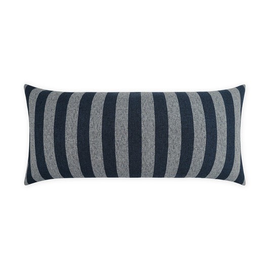 D.V. KAP HOME   12" x 24" Outdoor Seaport Lumbar Pillow - Navy Stripes, Farmhouse, Beach, Nautical    - OD-543-N-1224