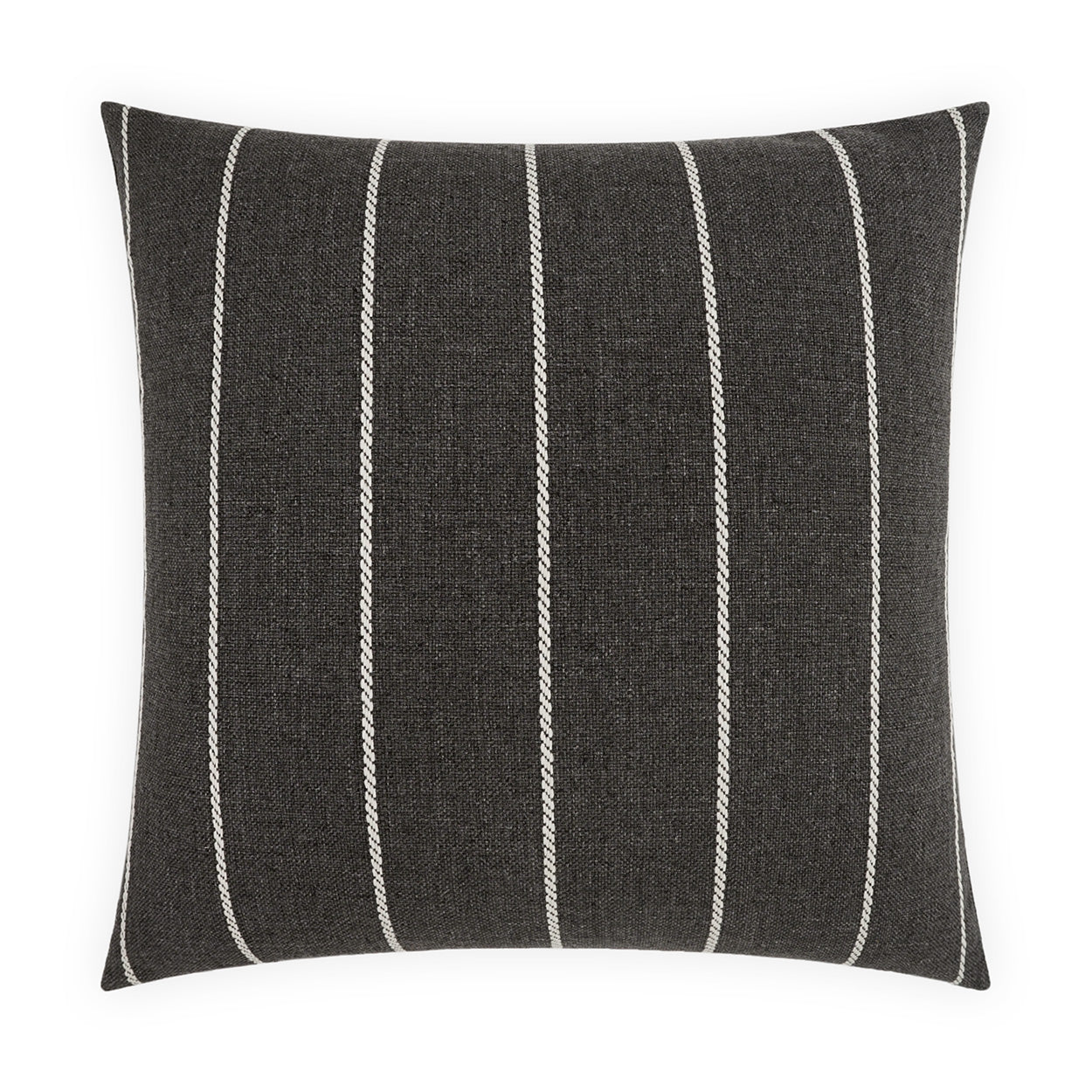 D.V. KAP HOME   22" x 22" Outdoor Pencil Pillow - Carbon Stripes, Farmhouse, Beach    - OD-544-C-2222