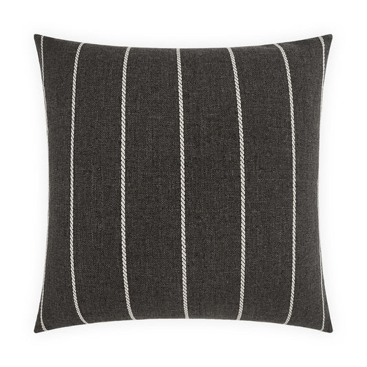 D.V. KAP HOME   22" x 22" Outdoor Pencil Pillow - Carbon Stripes, Farmhouse, Beach    - OD-544-C-2222