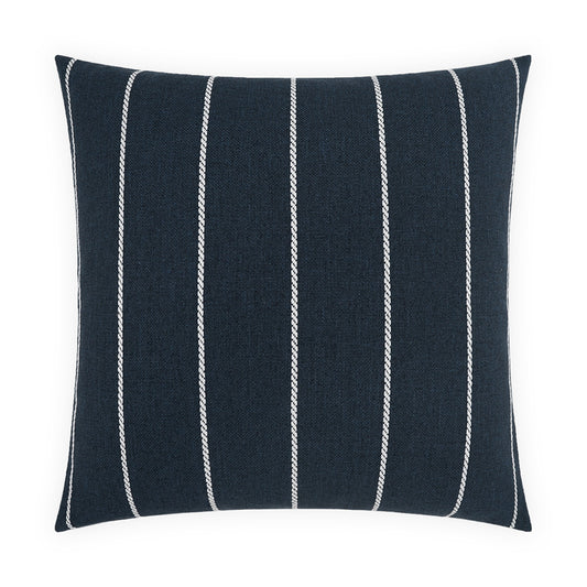 D.V. KAP HOME   22" x 22" Outdoor Pencil Pillow - Indigo Stripes, Farmhouse, Beach, Nautical    - OD-544-I-2222