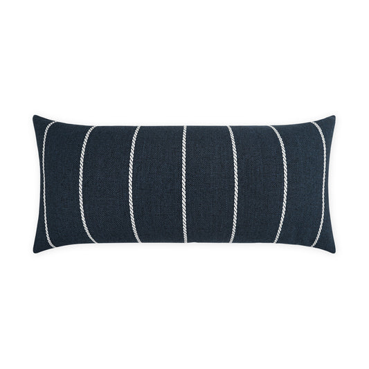 D.V. KAP HOME   12" x 24" Outdoor Pencil Lumbar Pillow - Indigo Stripes, Farmhouse, Beach, Nautical    - OD-545-I-1224