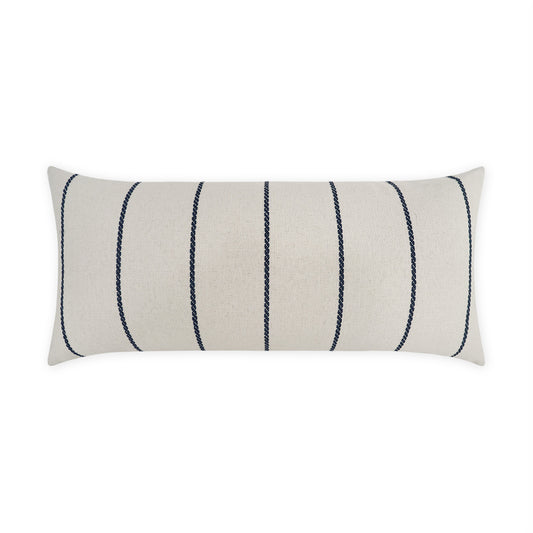 D.V. KAP HOME   12" x 24" Outdoor Pencil Lumbar Pillow - Navy Stripes, Farmhouse, Beach, Nautical    - OD-545-N-1224