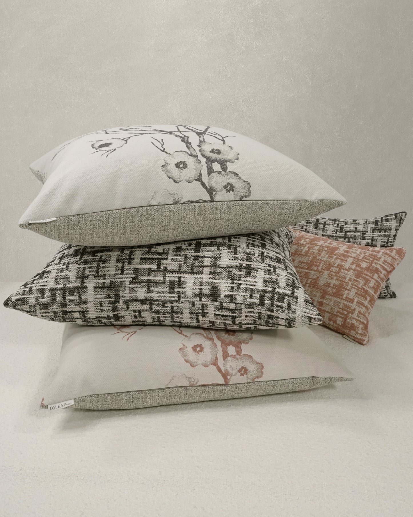 D.V. KAP HOME   12"x24" Outdoor Zahwe Lumbar Pillow - Grey Abstract, Transitional    - OD-558-G-1224
