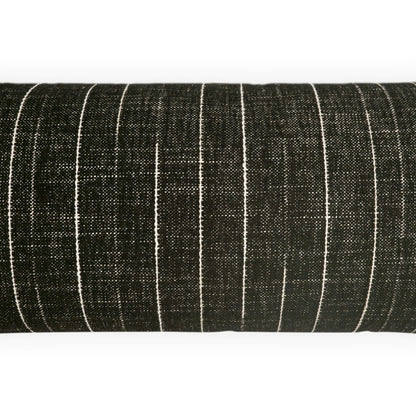 D.V. KAP HOME   12" x 24" Outdoor Koprin Lumbar Pillow - Noir Stripes    - OD-574-N-1224