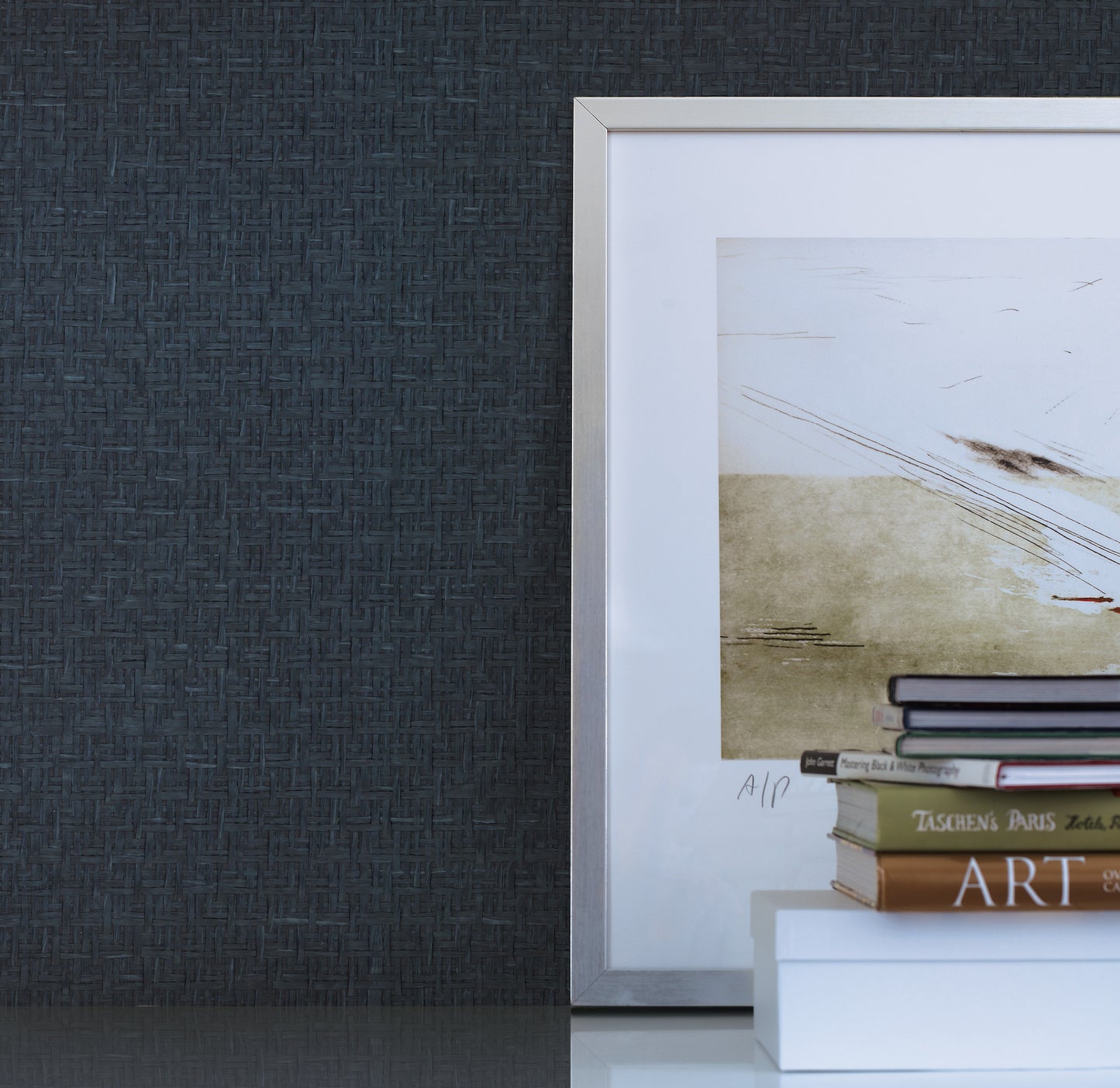 York Wallcoverings New Origins Tatami Weave Navy Wallpaper   Blues   - OG0529