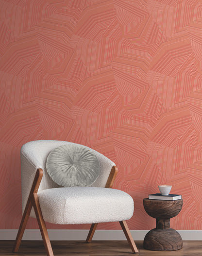 York Wallcoverings New Origins Dotted Maze Desert Red Wallpaper  Geometrics Oranges   - OI0611