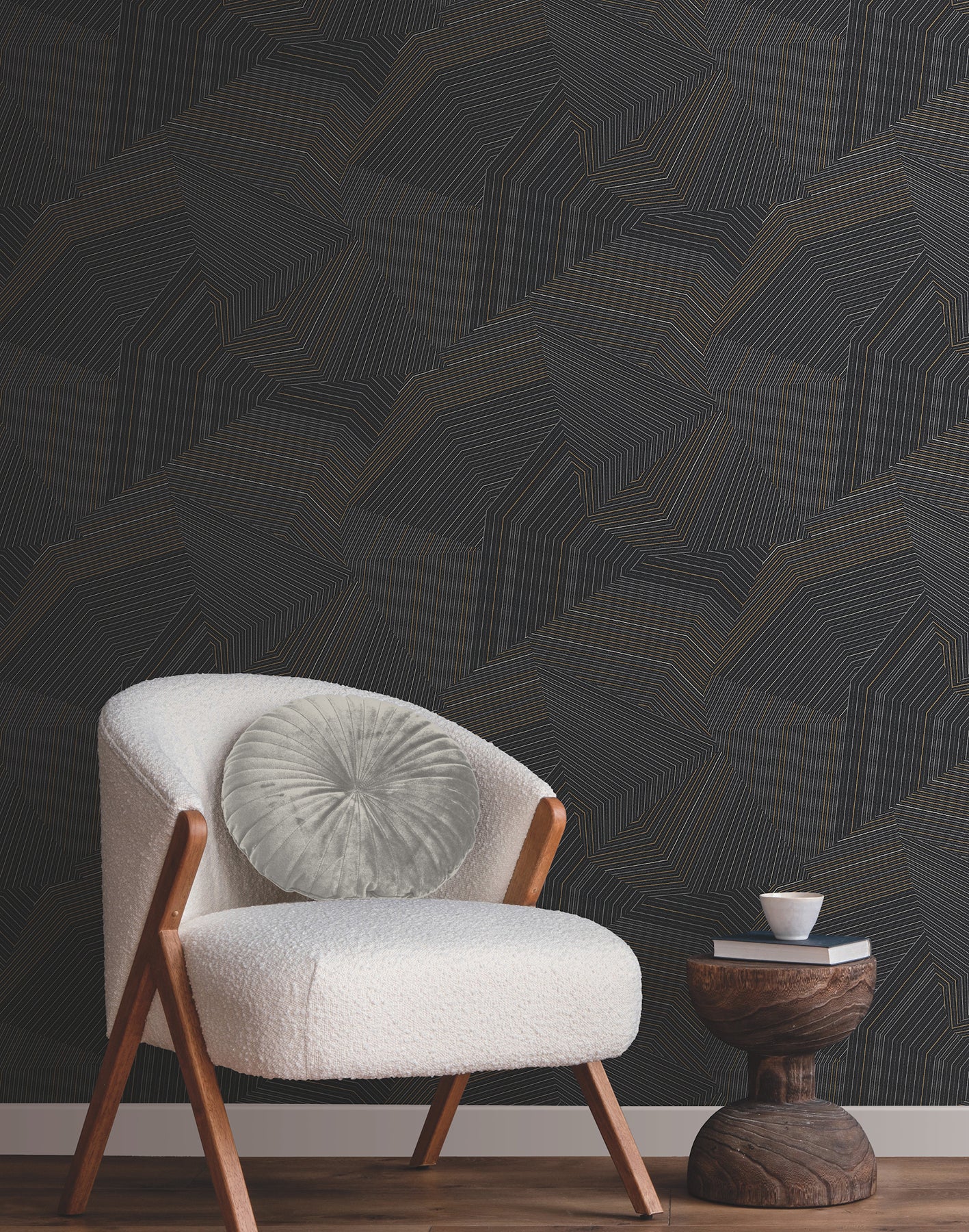 York Wallcoverings New Origins Dotted Maze Black Wallpaper  Geometrics Blacks   - OI0614