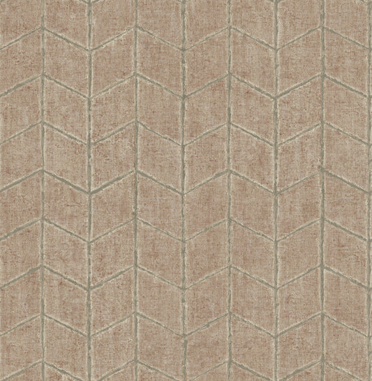 York Wallcoverings New Origins Flatiron Geometric Brick Wallpaper  Chevron and Houndstooth Reds   - OI0646