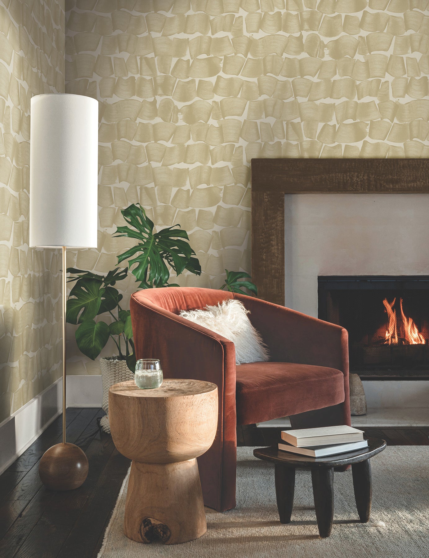 York Wallcoverings New Origins Brushed Ink Gold Wallpaper  Novelty Yellows   - OI0652