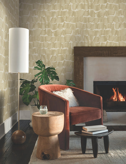 York Wallcoverings New Origins Brushed Ink Gold Wallpaper  Novelty Yellows   - OI0652