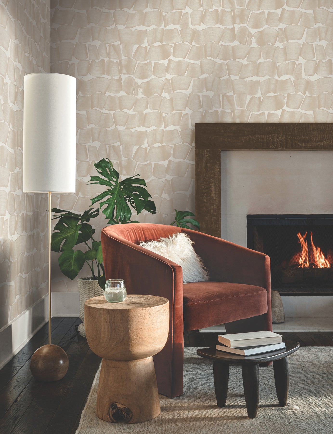 York Wallcoverings New Origins Brushed Ink Blush Wallpaper  Novelty Pinks   - OI0653