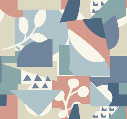York Wallcoverings New Origins Cut Outs Blue Wallpaper  Geometrics Blues   - OI0674