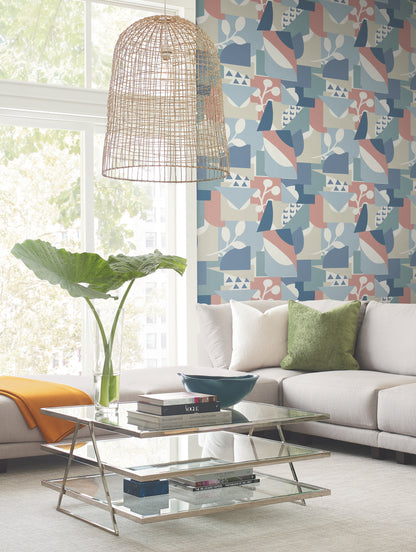 York Wallcoverings New Origins Cut Outs Blue Wallpaper  Geometrics Blues   - OI0674