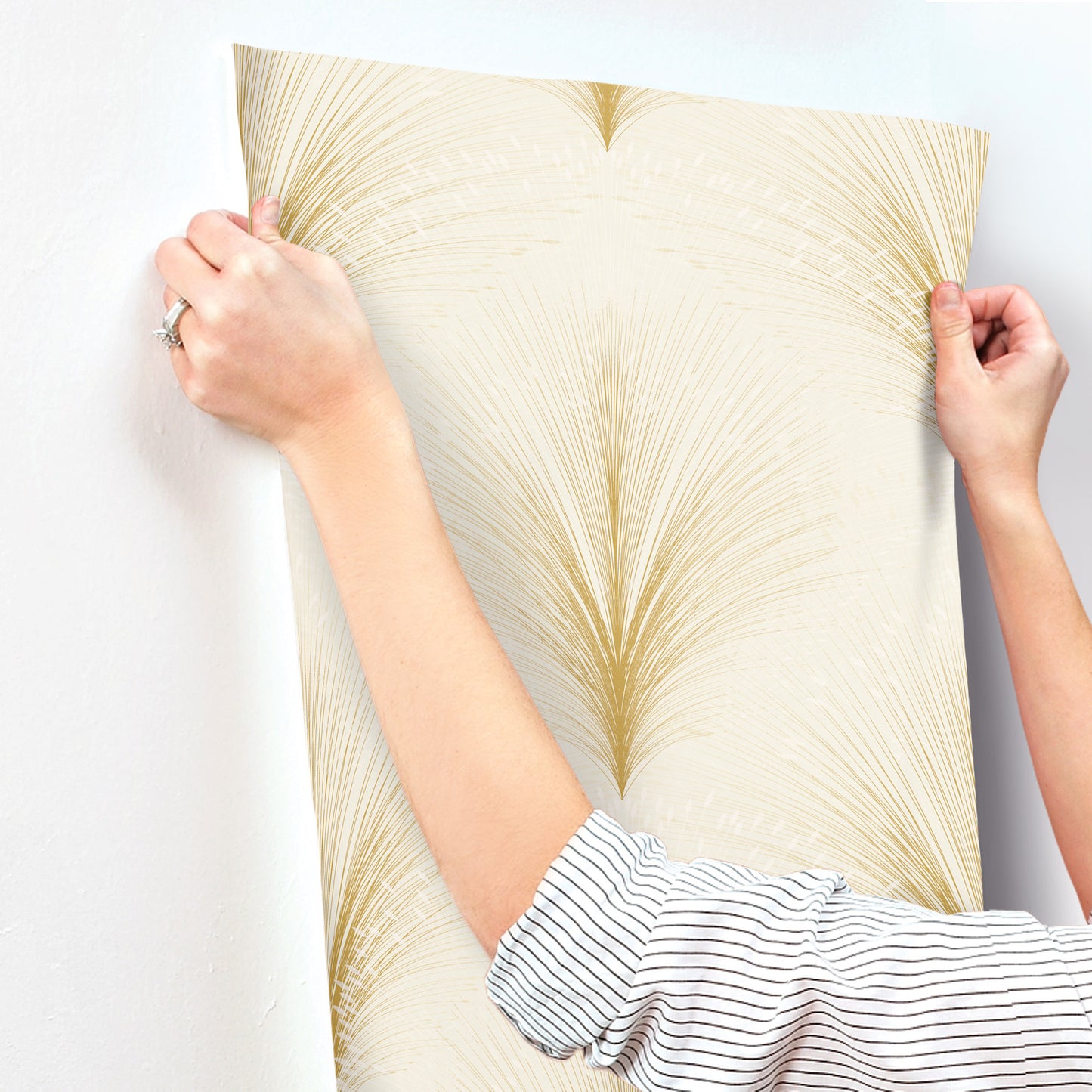 York Wallcoverings New Origins Papyrus Plume Beige Wallpaper  Botanical Beiges   - OI0681