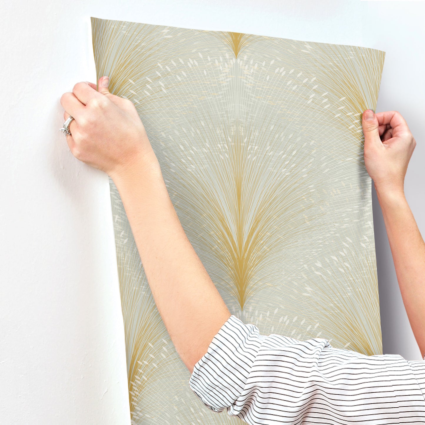 York Wallcoverings New Origins Papyrus Plume Sage Wallpaper  Botanical Greens   - OI0682