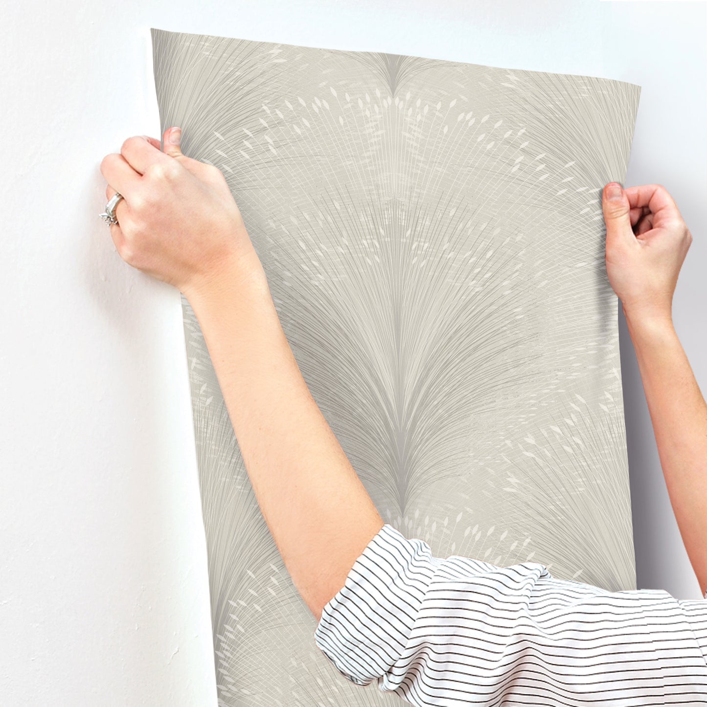 York Wallcoverings New Origins Papyrus Plume Grey Wallpaper  Botanical Blacks   - OI0684