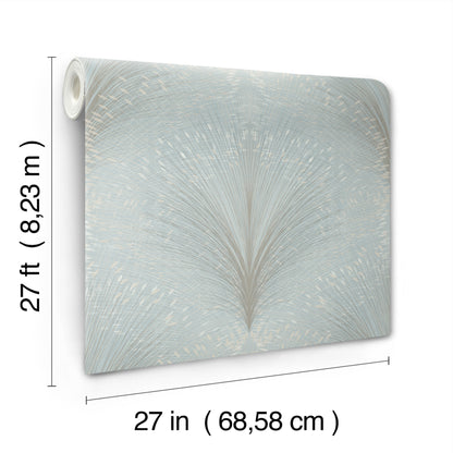 York Wallcoverings New Origins Papyrus Plume Sky Blue Wallpaper  Botanical Blues   - OI0685