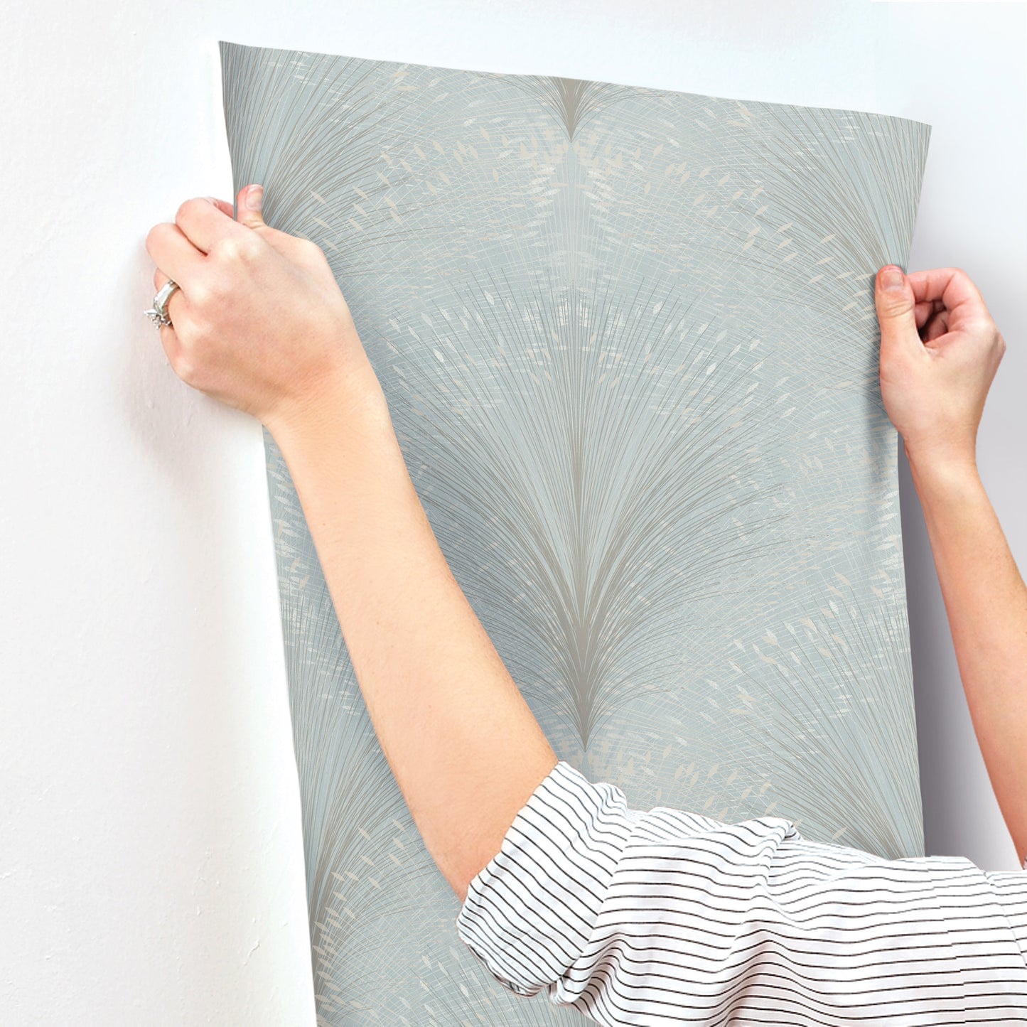 York Wallcoverings New Origins Papyrus Plume Sky Blue Wallpaper  Botanical Blues   - OI0685