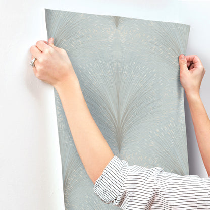 York Wallcoverings New Origins Papyrus Plume Sky Blue Wallpaper  Botanical Blues   - OI0685