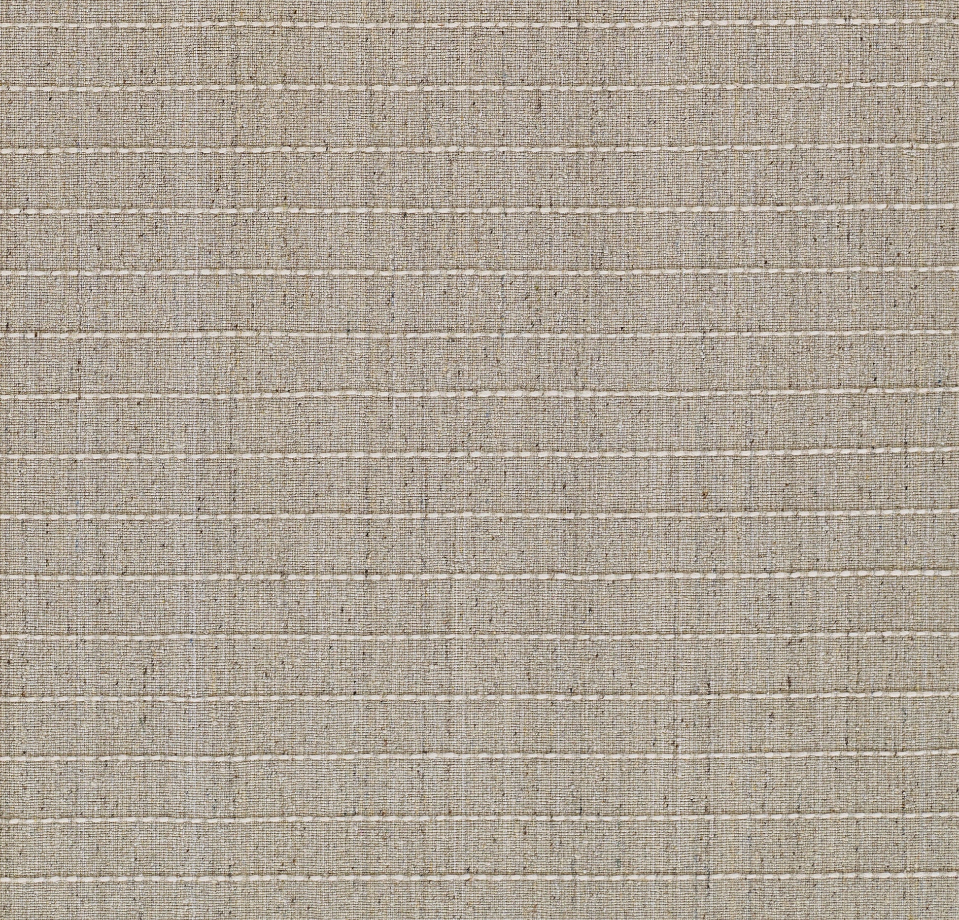 Beige woven rug with thin cream stripes; natural linen/jute texture.