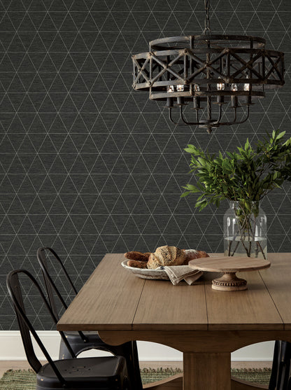 York Wallcoverings Magnolia Home 4 Ridge Geometrics Modern Black   - OM3613