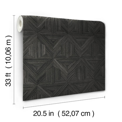 York Wallcoverings Magnolia Open Sheet Parquet Black Wallpaper  Brick, Wood and Stone Blacks   - OM3621