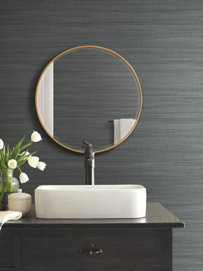 York Wallcoverings Magnolia Home 4 Washed Denim Linen Wallpaper Transitional Solids Blues   - OM3662