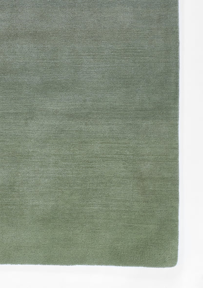 Olive green ombre velvet rug, rectangular with soft textured surface for living room decor