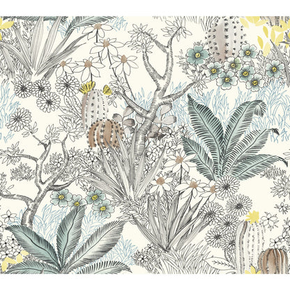 York Wallcoverings York Wallcoverings Flowering Desert Black Wallpaper  Florals and Flowers Blacks   - ON1611