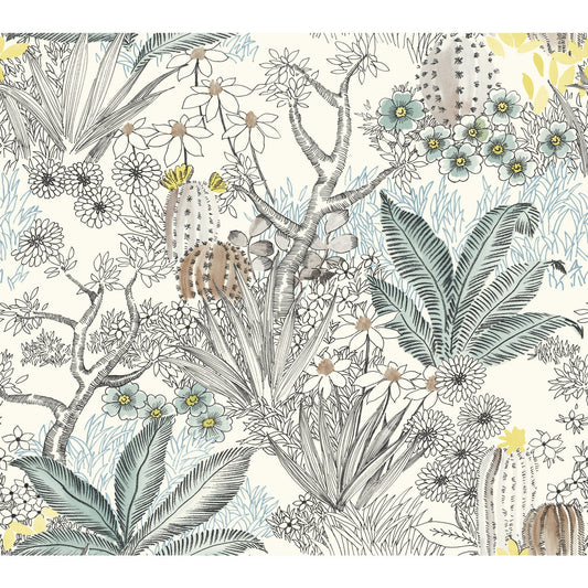 York Wallcoverings York Wallcoverings Flowering Desert Black Wallpaper  Florals and Flowers Blacks   - ON1611