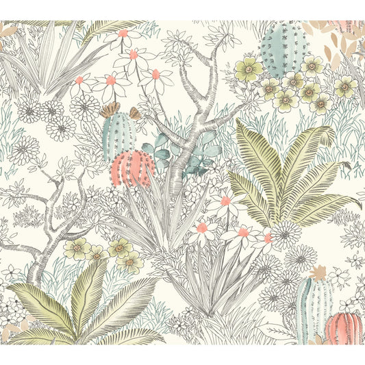 York Wallcoverings York Wallcoverings Flowering Desert Grey Wallpaper  Florals and Flowers Greys   - ON1613