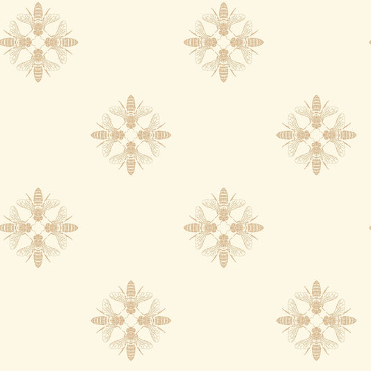 York Wallcoverings Inspired by Color Honey Bee Gold and Cream Wallpaper  Animals Yellows   - ON1641