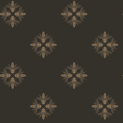 York Wallcoverings Black & White, III Honey Bee Gold & Black Wallpaper Animals Animals Gold & Black   - ON1642