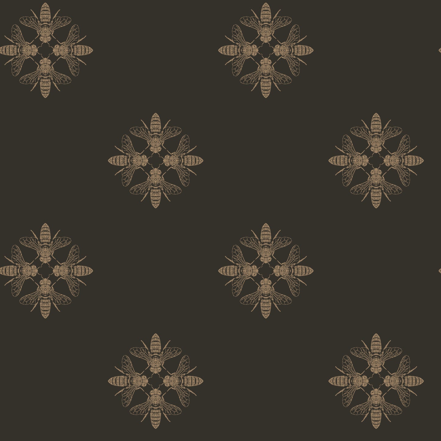 York Wallcoverings Candice Olson Modern Nature 2nd Edition Honey Bee Gold and Black Wallpaper  Animals Blacks   - ON1642