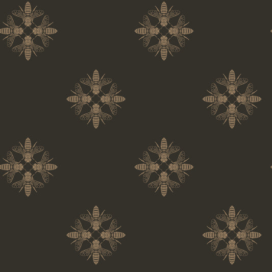 York Wallcoverings Candice Olson Modern Nature 2nd Edition Honey Bee Gold and Black Wallpaper  Animals Blacks   - ON1642