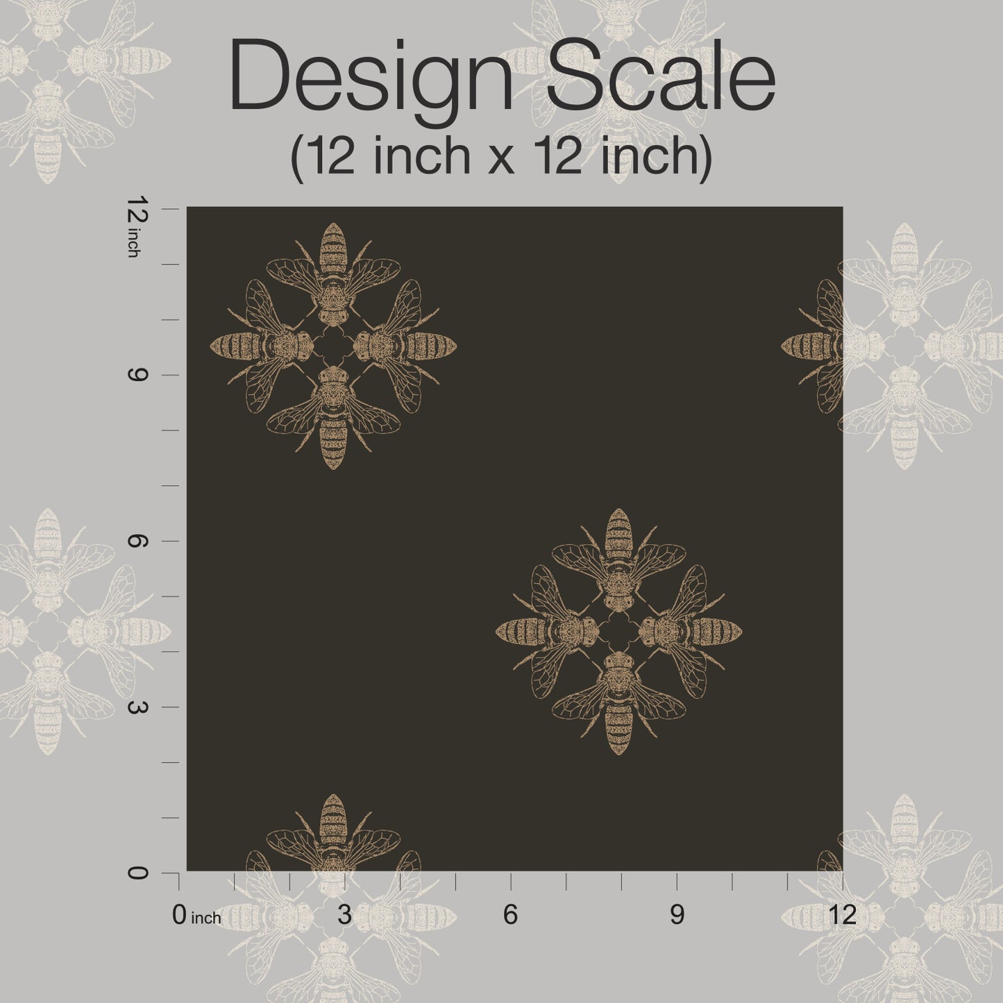 York Wallcoverings Candice Olson Modern Nature 2nd Edition Honey Bee Gold and Black Wallpaper  Animals Blacks   - ON1642