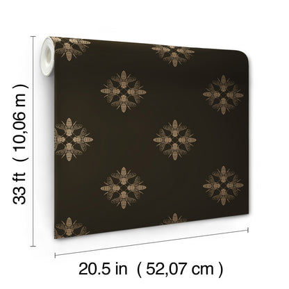 York Wallcoverings Candice Olson Modern Nature 2nd Edition Honey Bee Gold and Black Wallpaper  Animals Blacks   - ON1642