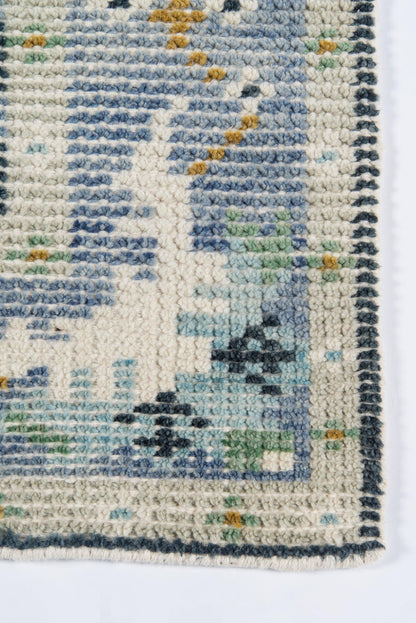 aqua 8x10 area rug with traditional Oriental-inspired pattern, low-profile pile, decorative indoor rug for living room or bedroom.