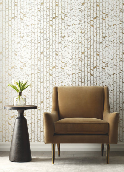 York Wallcoverings Candice Olson Perfect Petals White and Gold Wallpaper  Geometrics Whites and Off-Whites   - OS4201