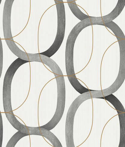 York Wallcoverings Candice Olson Interlock Black and Gold Wallpaper  Geometrics Blacks   - OS4213